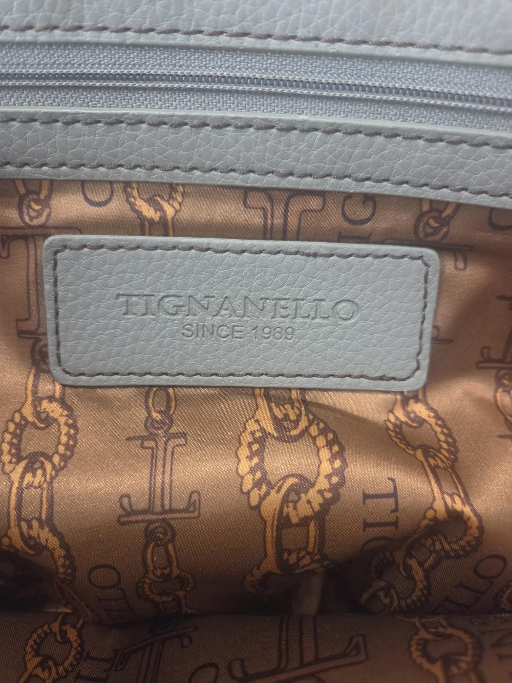 Tignanello Gray Pebbled Leather Satchel with Top Handles